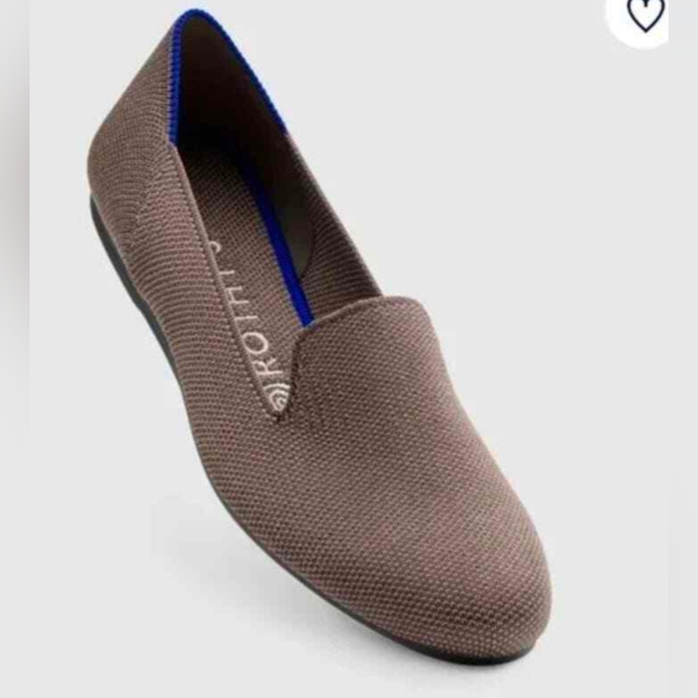 Rothy's Brown Knit Slip-On Loafers with Blue Trim